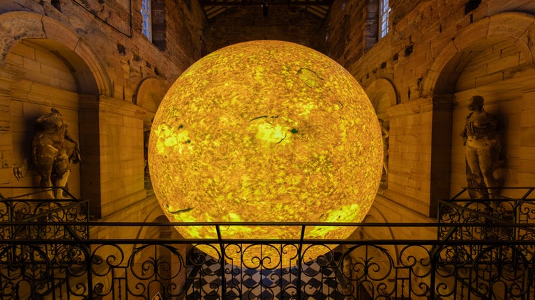 Helios art sculpture displayed at Seaton Delaval Hall, Northumberland